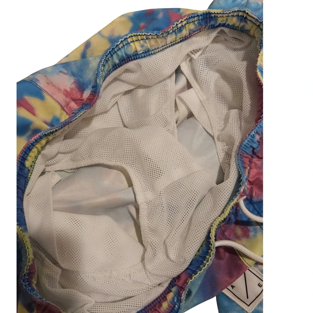 American Eagle Two Pair Men's Tie Dye Swim Trunks S Blue Yellow Pink Orange